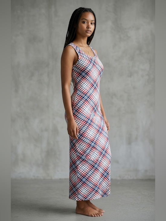 LuLaRoe Dresses & Skirts - LuLaRoe Red White Blue Plaid Maxi Dress Size L Sleeveless Casual USA Print
